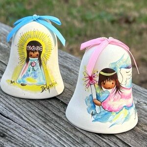 Sweet Pair of Vintage DeGrazia  Angel Ornaments!